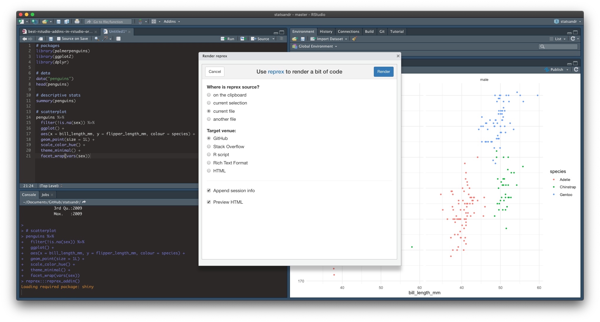 RStudio addins, or how to make your coding life easier - Stats and R